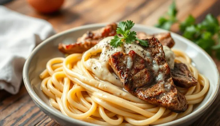 creamy steak fettuccine